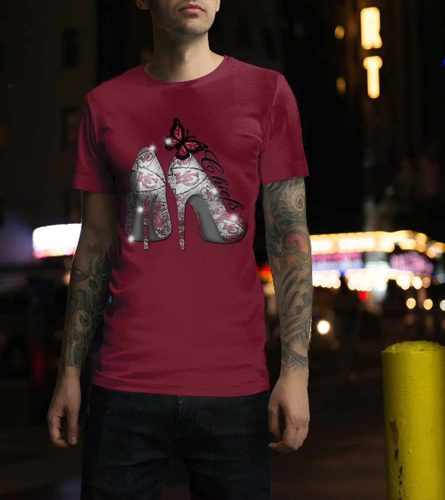 Kansas City Chiefs High Heels With Butterfly T-Shirt