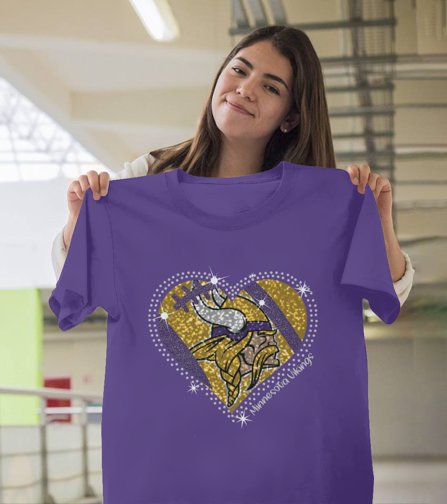 Minnesota Vikings Heart With Iconic Viking T-Shirt