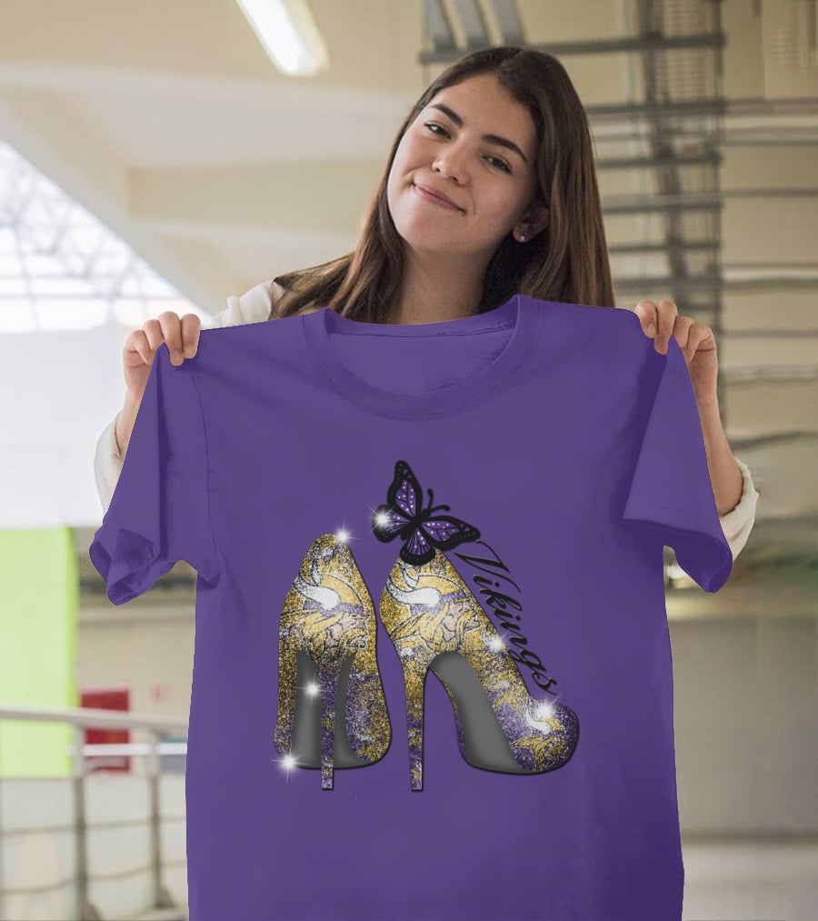 Minnesota Vikings High Heels Butterfly Sparkle T-Shirt