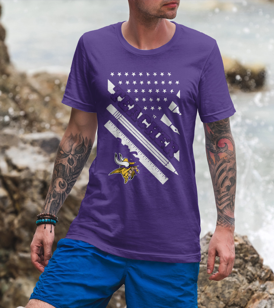 Minnesota Vikings Teacher Ruler Stars T-Shirt