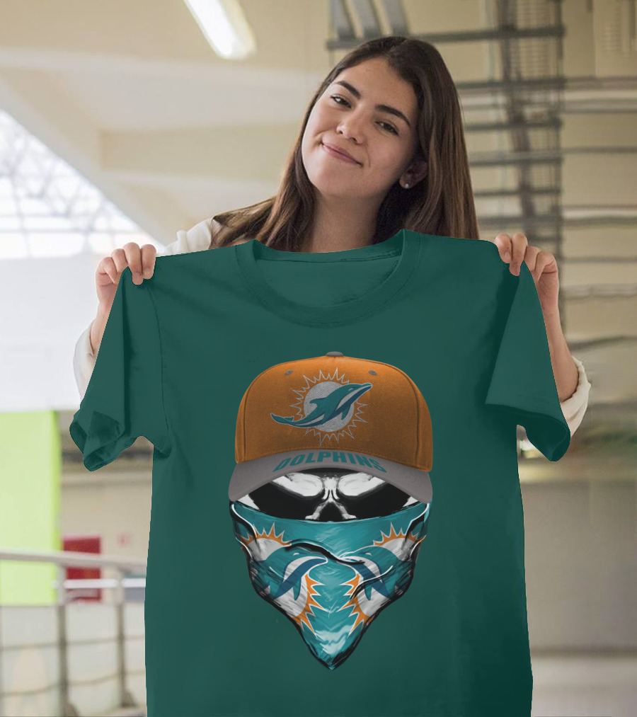 Dolphins Miami Dolphins Logo Mask And Cap T-Shirt
