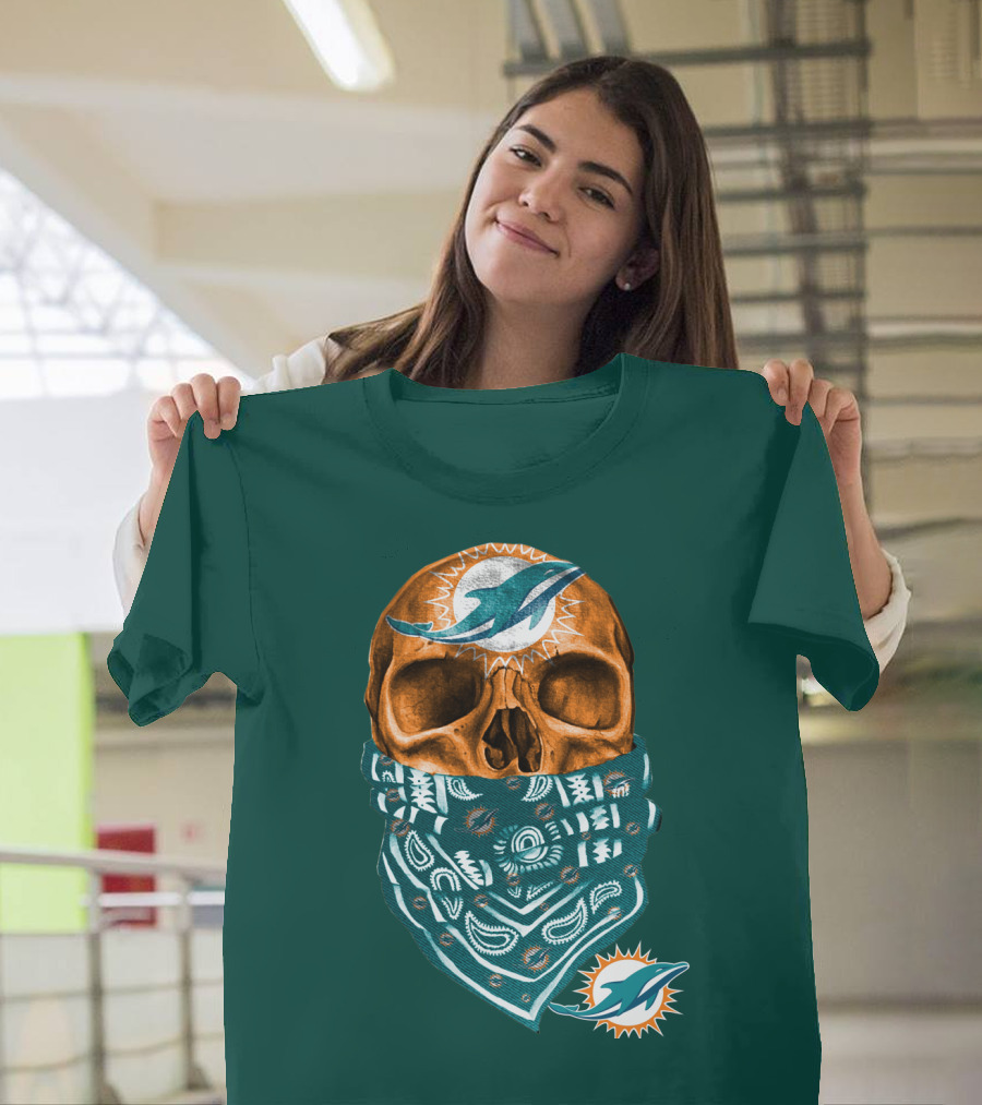 Miami Dolphins Skull Bandana T-Shirt