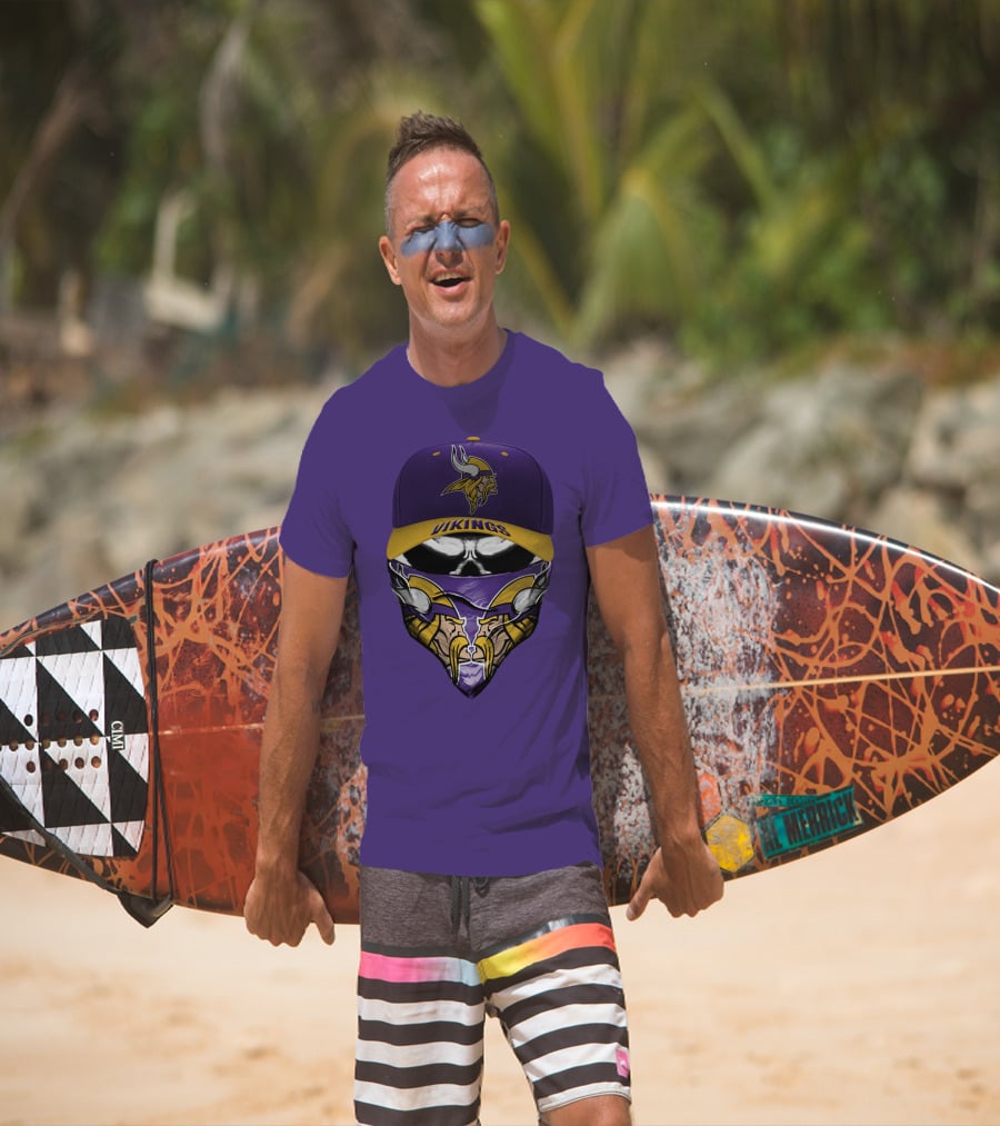 Minnesota Vikings Vikings Logo Hat And Mask Combo T-Shirt