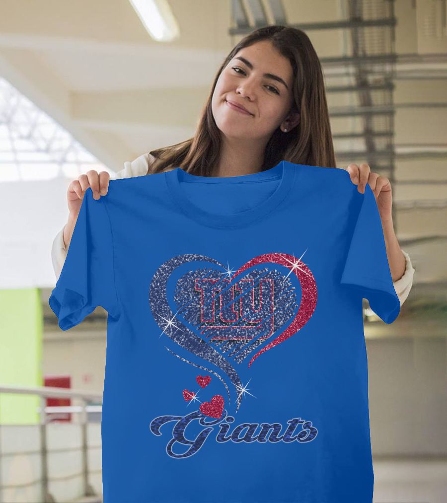 Giants New York Heart Logo Sparkle T-Shirt