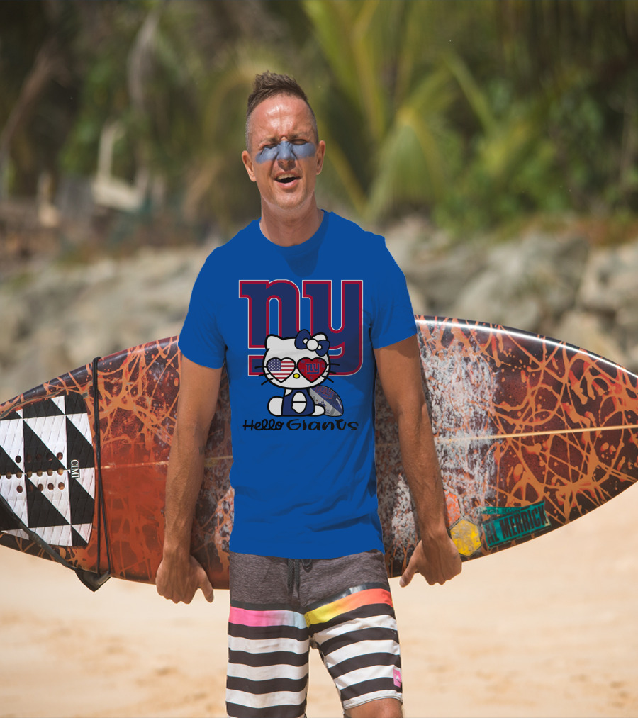 Hello Giants Ny Football Kitty With Heart Sunglasses T-Shirt