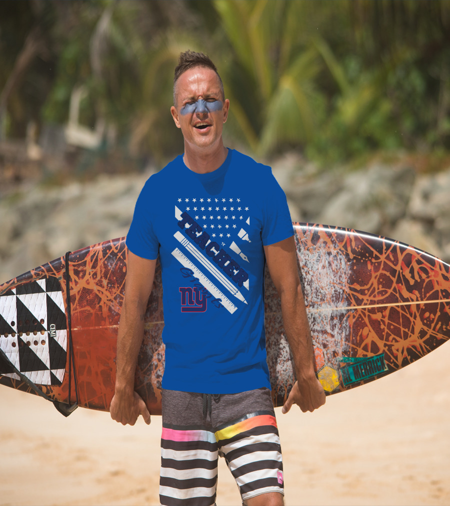 New York Giants Teacher Stars And Stripes Ruler Pen T-Shirt