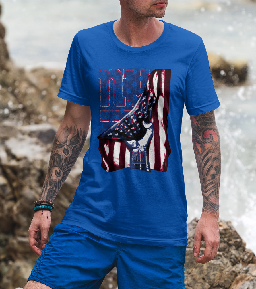 New York Giants American Flag Fist T-Shirt
