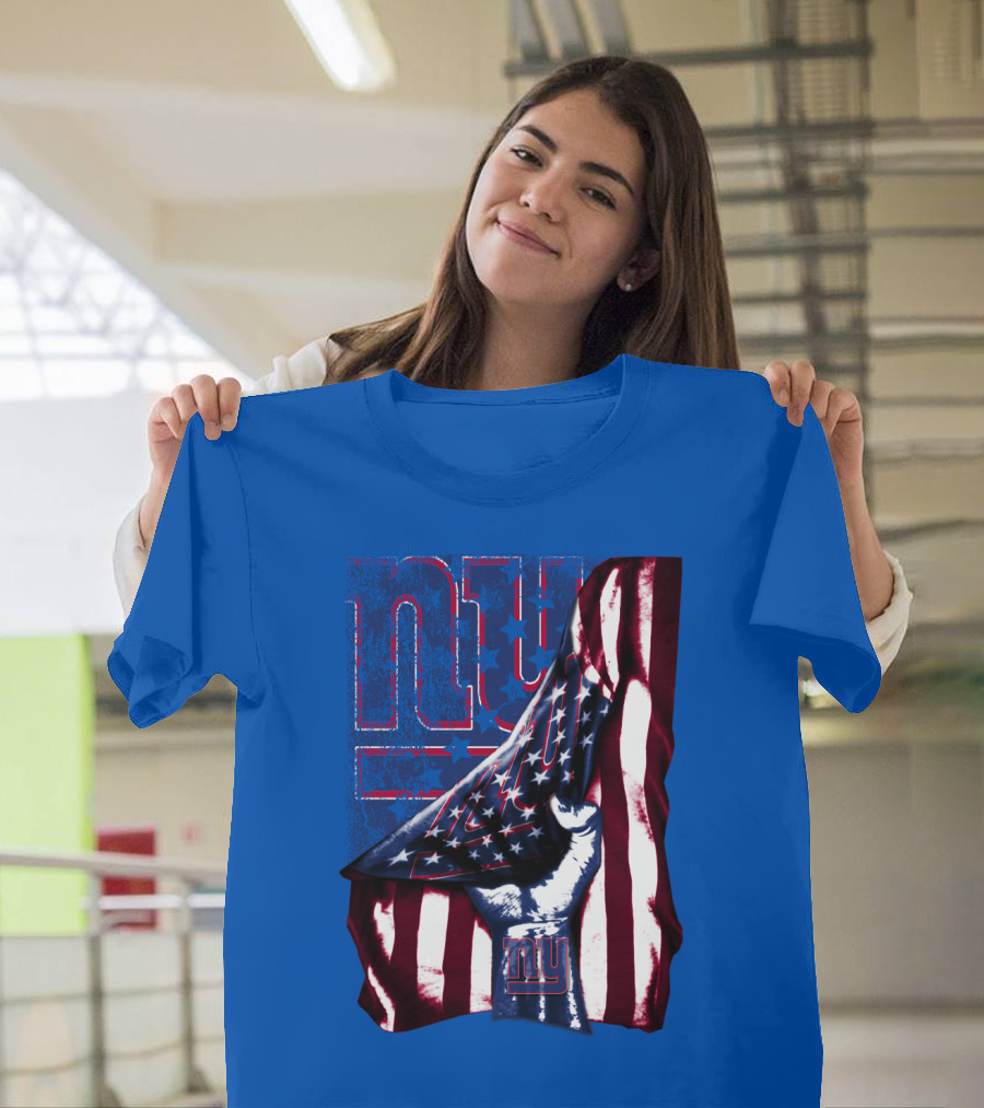 New York Giants American Flag Fist T-Shirt