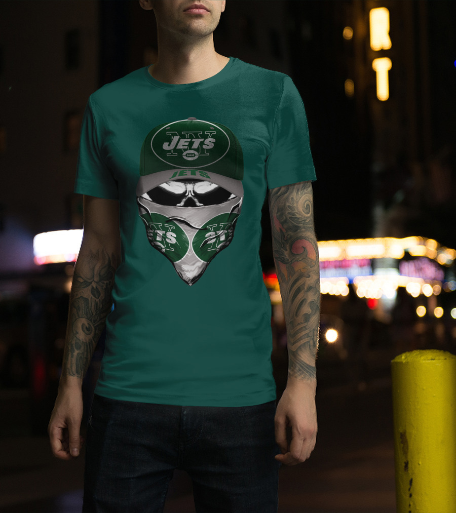 New York Jets Football Fan Mask And Cap Set T-Shirt