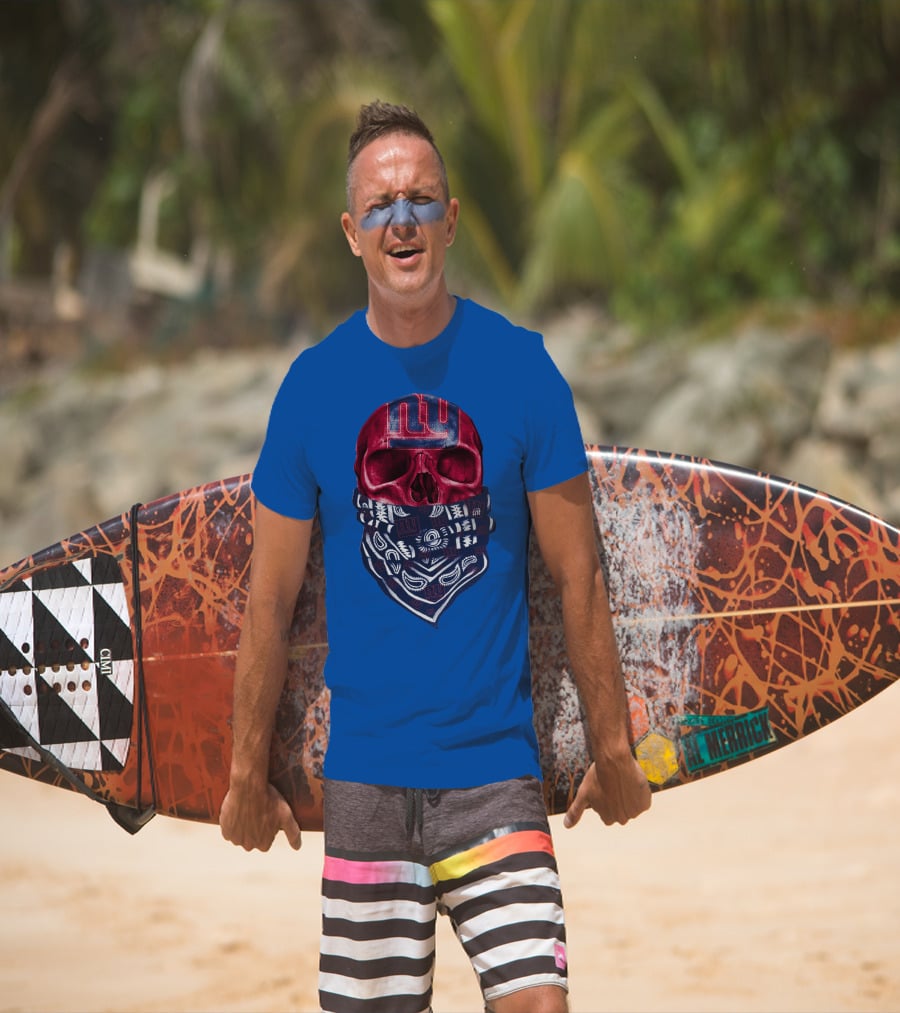 Newyork Giants Skull With Bandana And Team T-Shirt