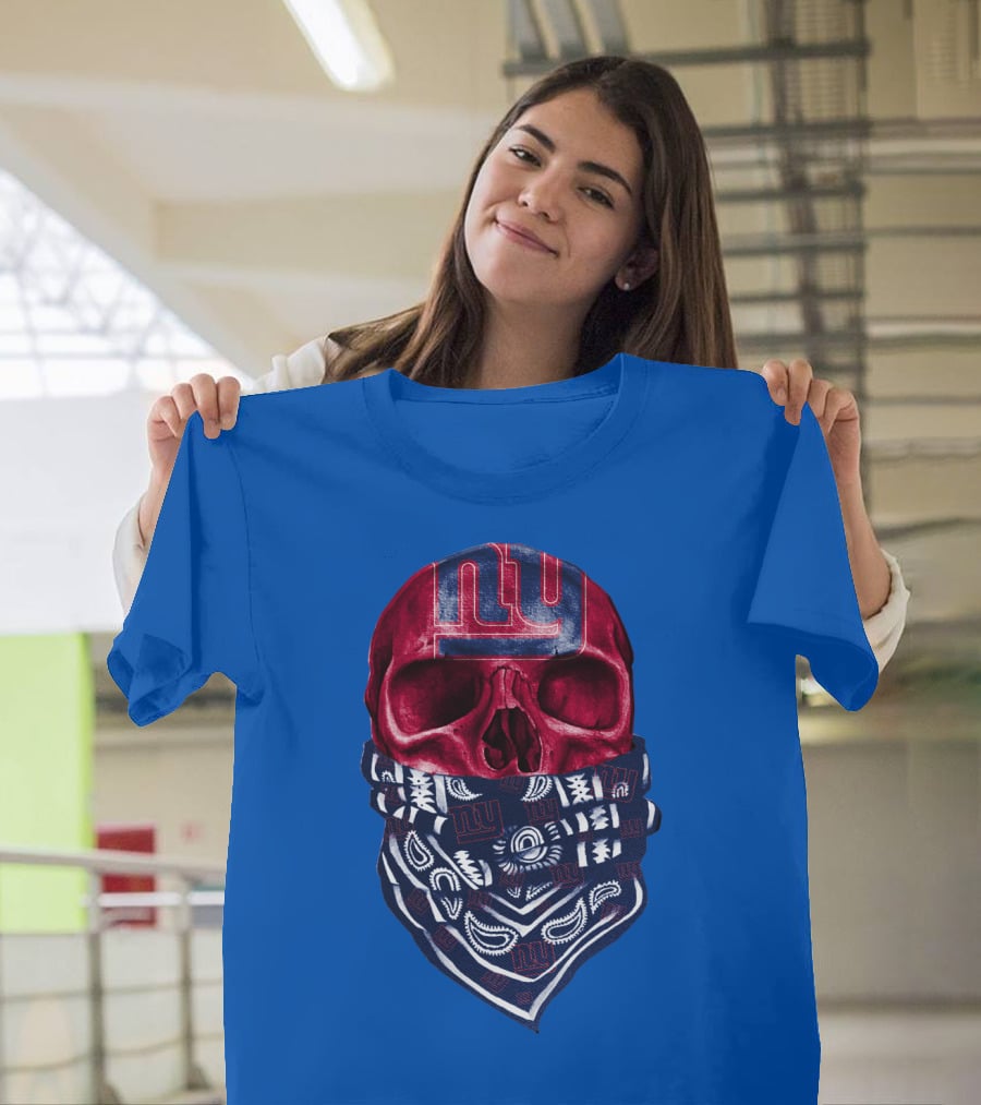 Newyork Giants Skull With Bandana And Team T-Shirt