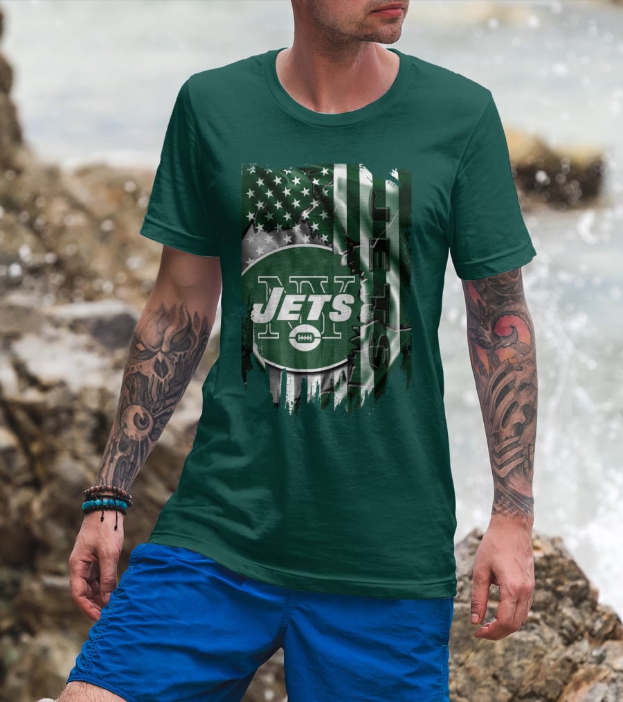 New York Jets American Flag Football T-Shirt