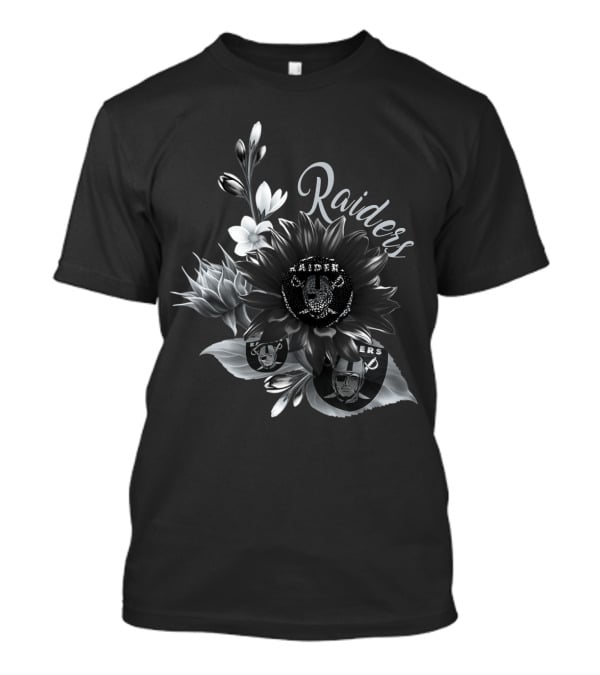 Raiders Floral Black And White T-Shirt