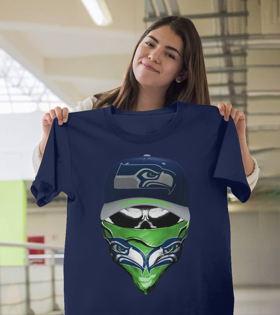 Seattle Seahawks Logo Hat And Bandana T-Shirt