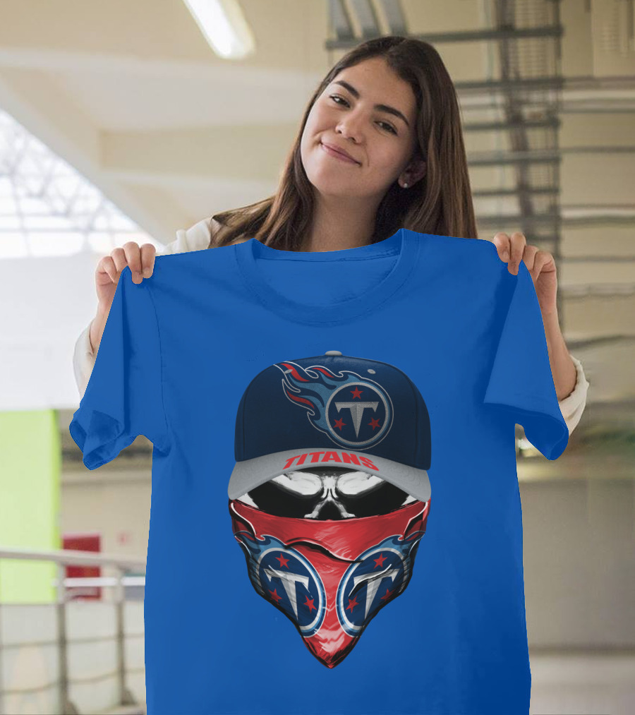 Tennessee Titans Logo Bandana And Cap Combination T-Shirt