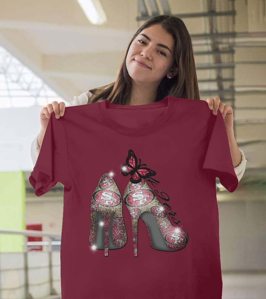 San Francisco 49ers High Heels Butterfly Sparkle T-Shirt