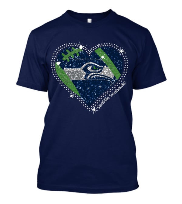 Seattle Seahawks Heart Sparkle Football T-Shirt