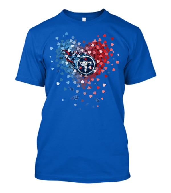 Tennessee Titans Heart Logo Red And Blue Hearts T-Shirt