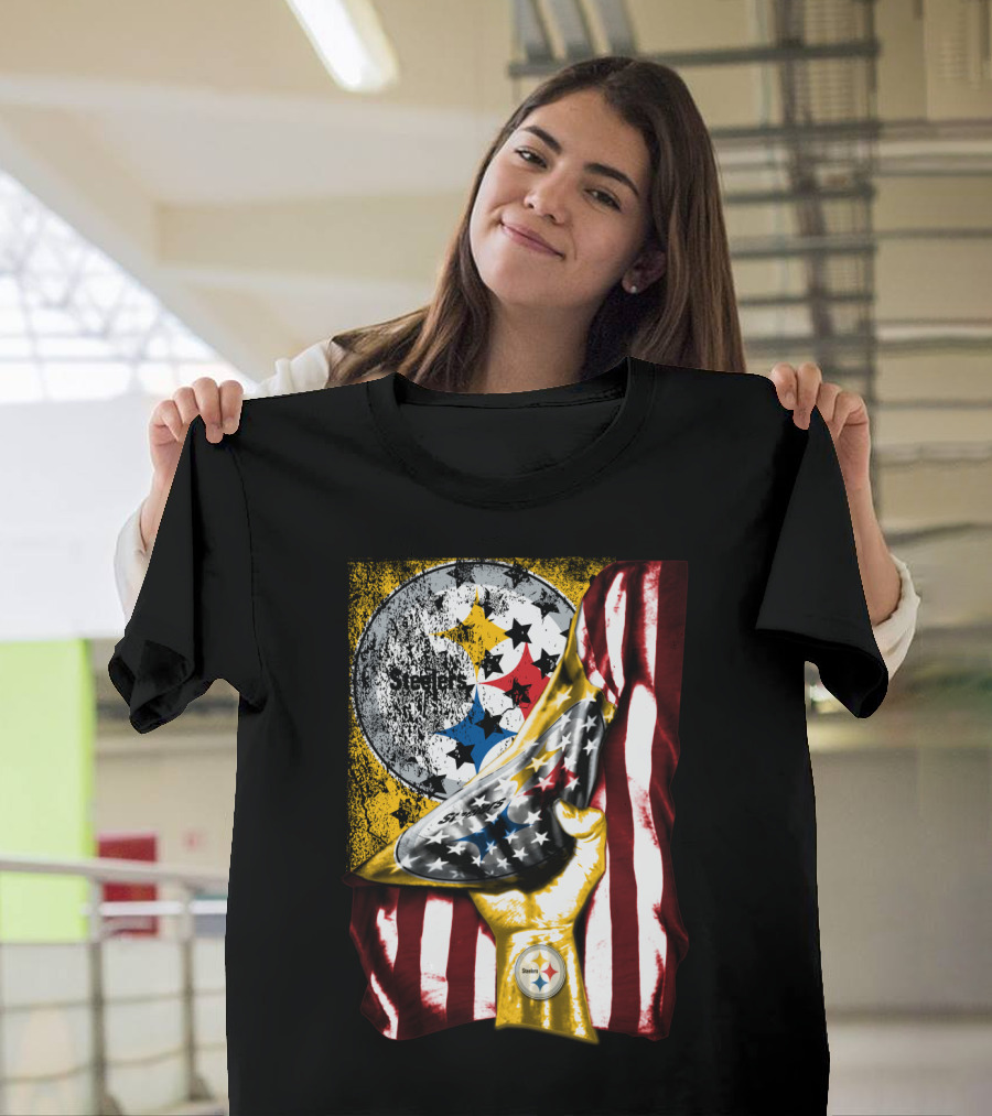 Pittsburgh Steelers American Flag Trophy T-Shirt