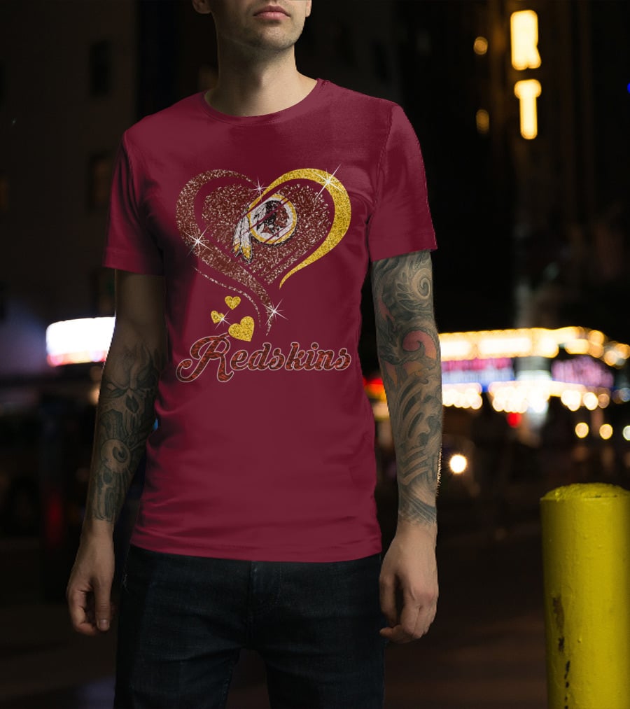 Redskins Heart Gold Football Team T-Shirt