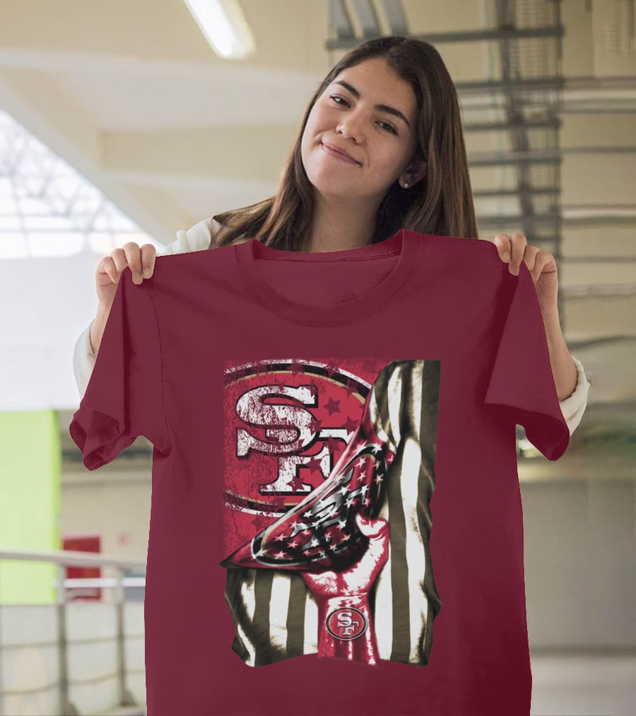 San Francisco 49ers Sf Hand Flag Stars Stripes T-Shirt