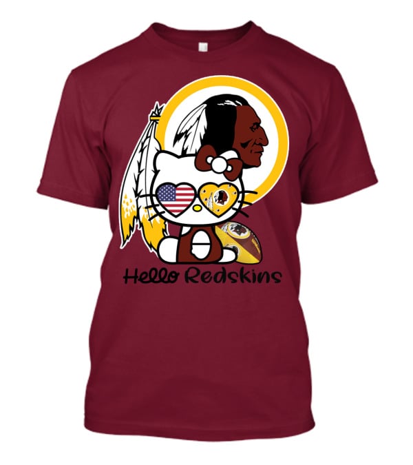Hello Redskins Icon With Character And Feathers T-Shirt