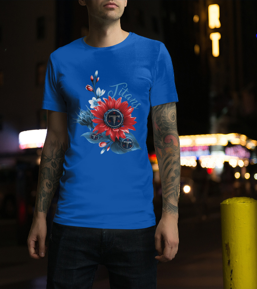 Tennessee Titans Floral Design With Logo Elements T-Shirt