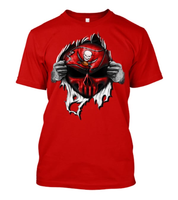 Tampa Bay Buccaneers Skull Face Peeling Back T-Shirt