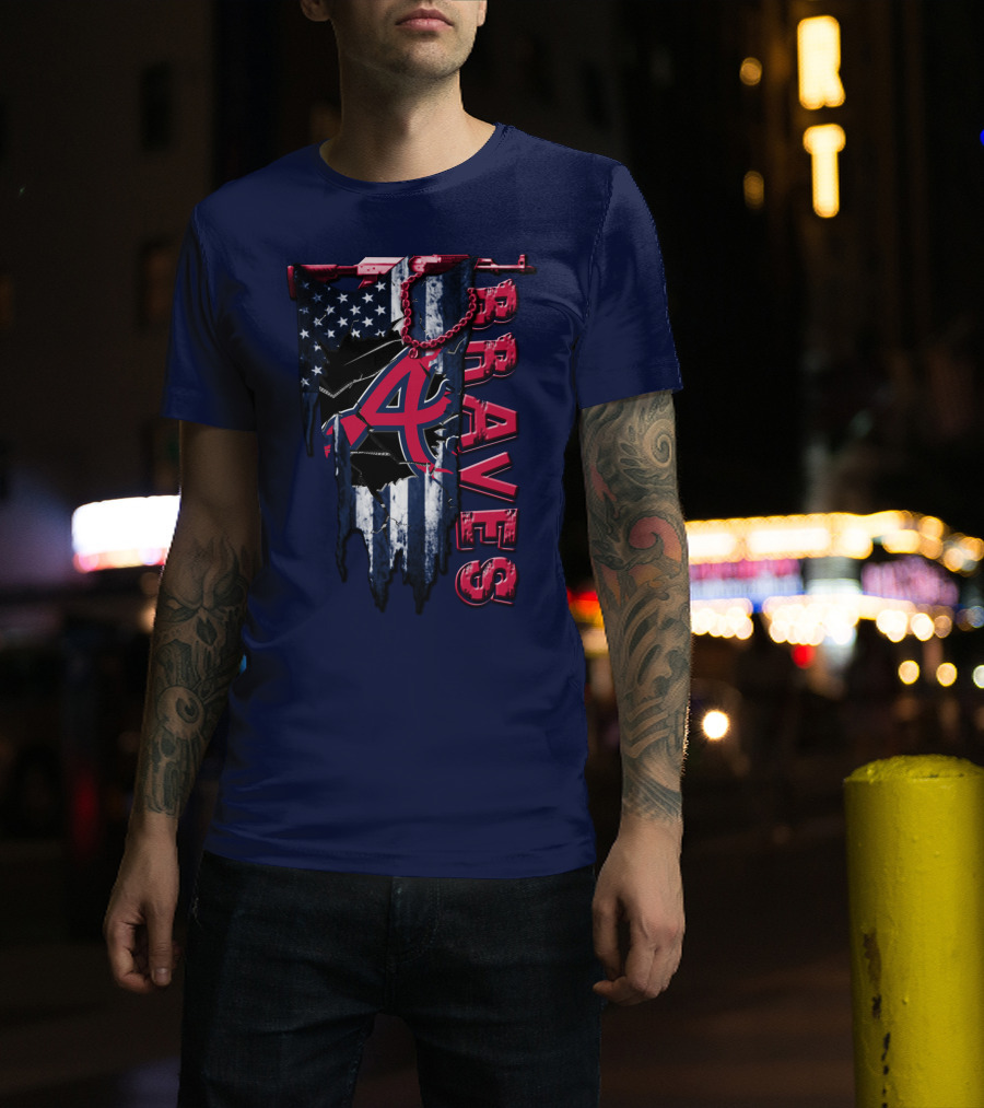 Atlanta Braves Patriotic Logo American Flag T-Shirt