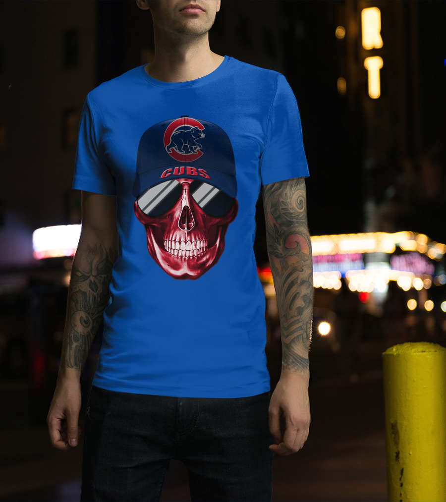Chicago Cubs Skull Cap T-Shirt