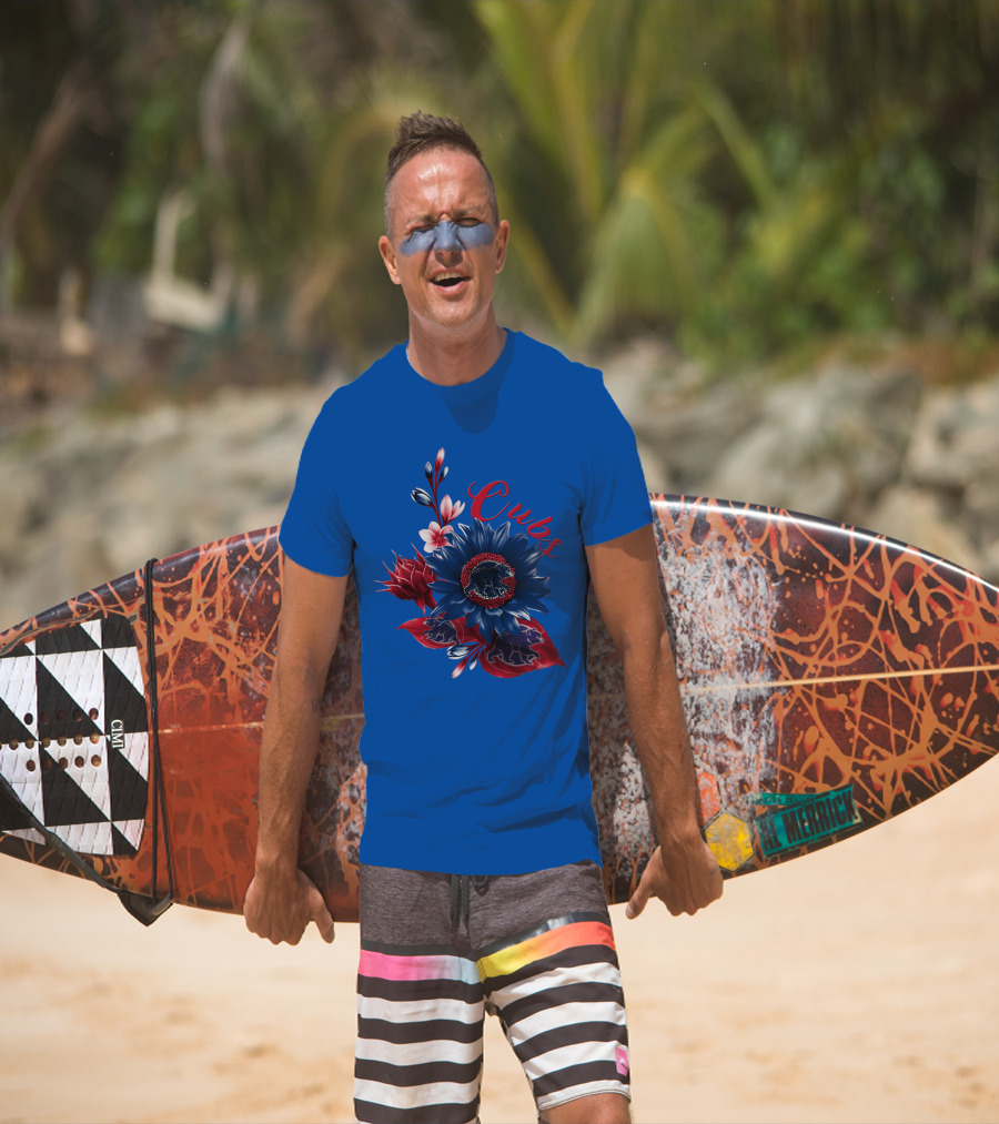Cubs Blue And Red Floral T-Shirt