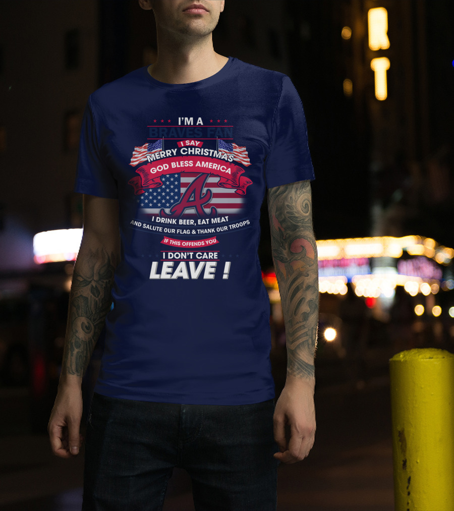 I'm A Braves Fan Merry Christmas God Bless America T-Shirt