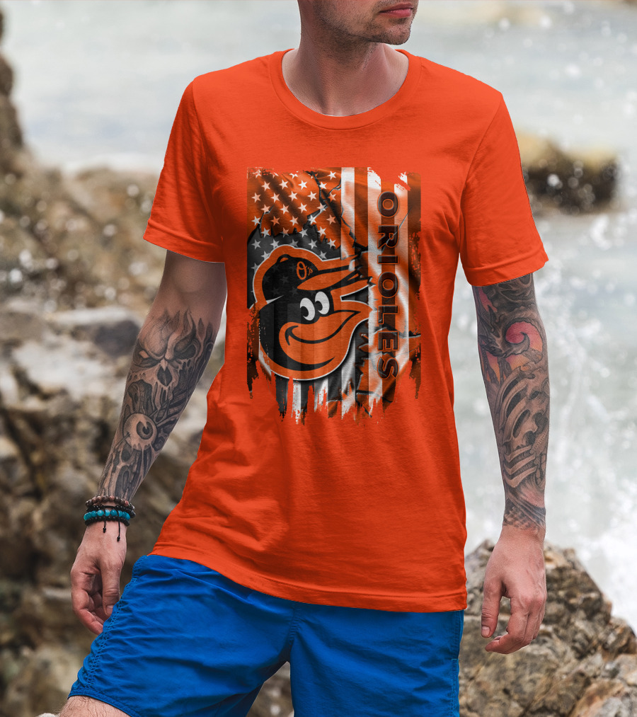 Baltimore Orioles American Flag Bird T-Shirt