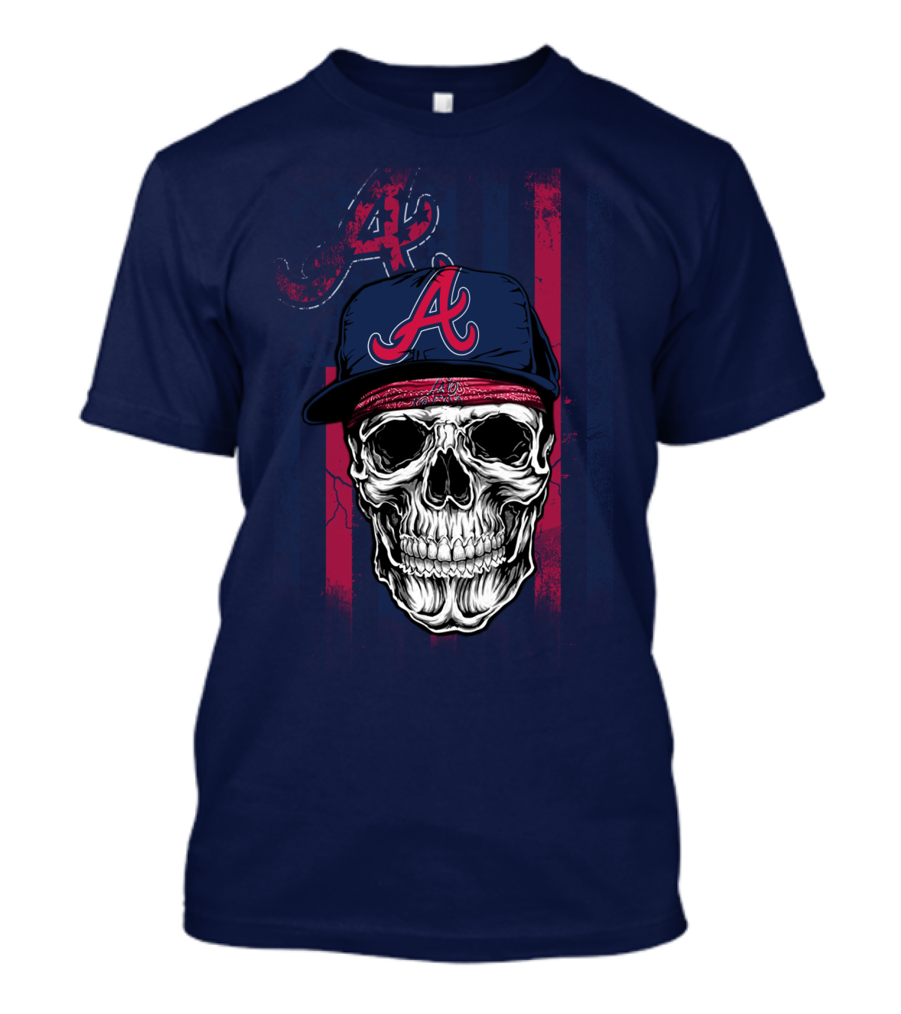 Atlanta Braves Skull With Cap And Team T-Shirt