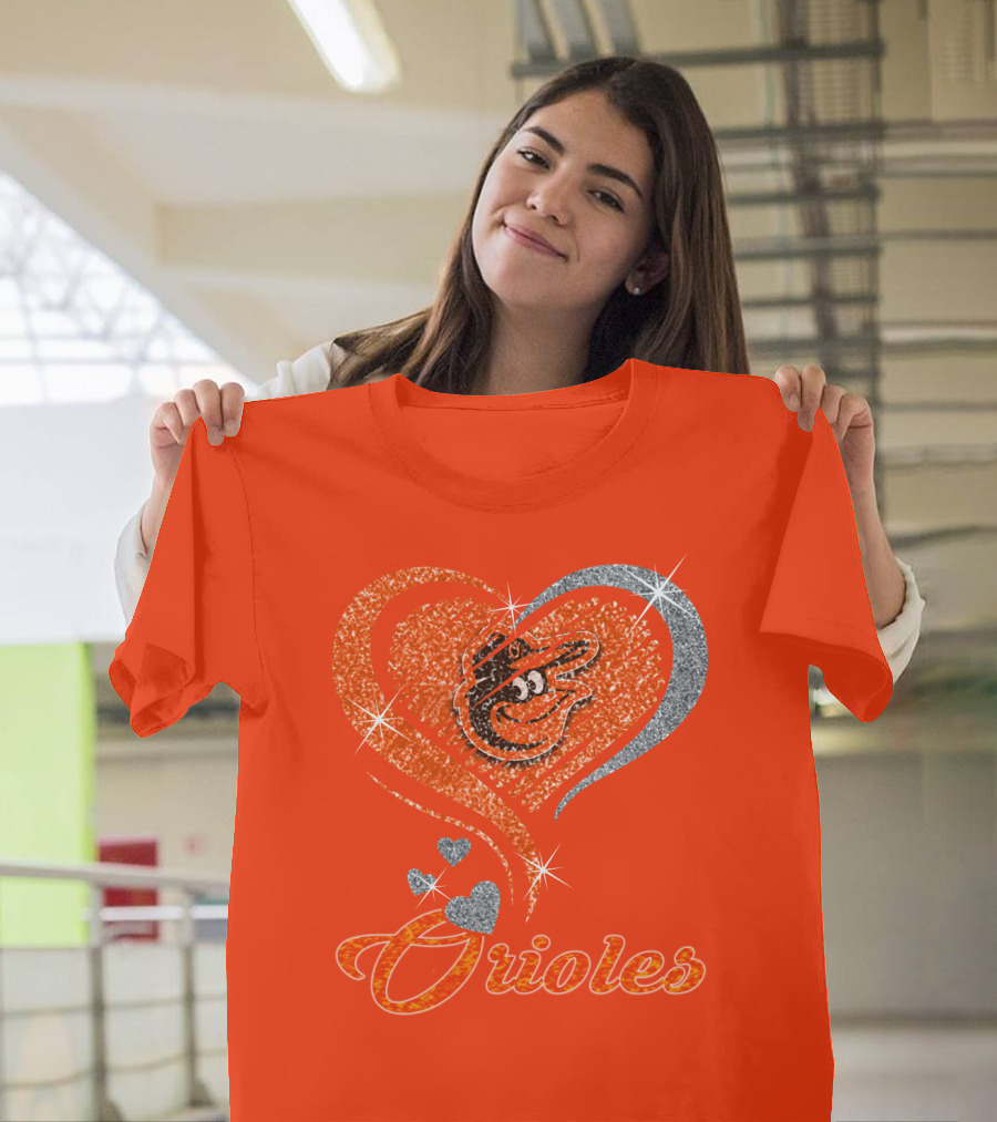 Orioles Heart Sparkle Design Baltimore Orioles T-Shirt