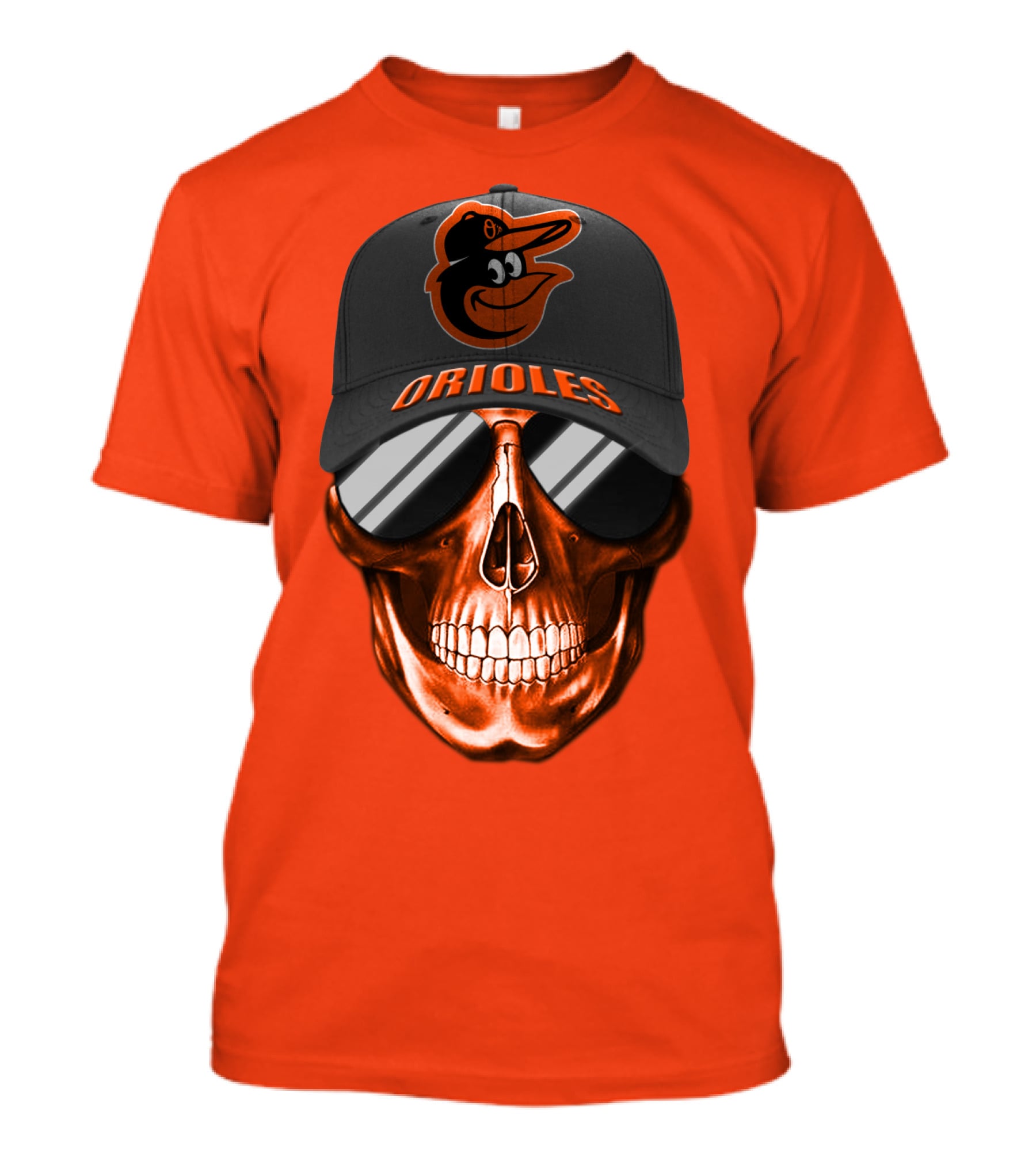 Baltimore Orioles Skull With Cap T-Shirt