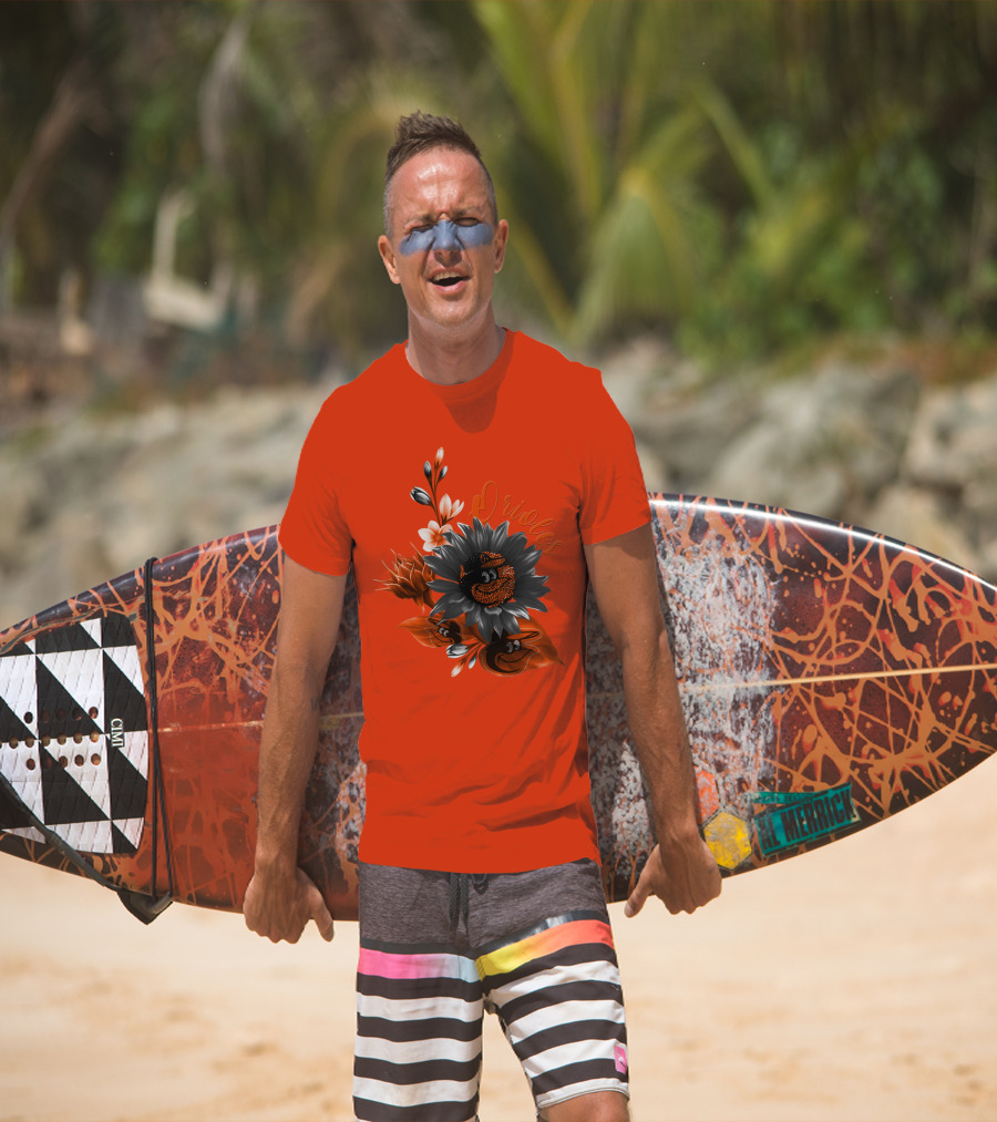 Orioles Sunflower Floral Design Baltimore Orioles T-Shirt