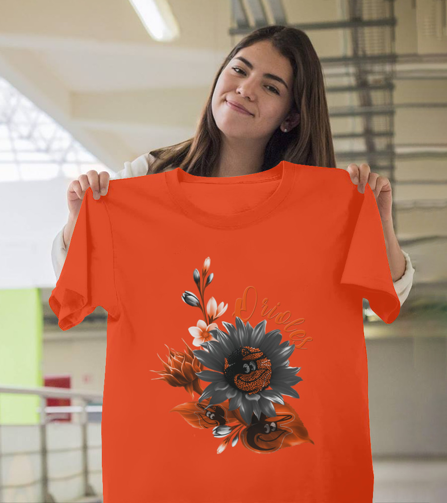 Orioles Sunflower Floral Design Baltimore Orioles T-Shirt