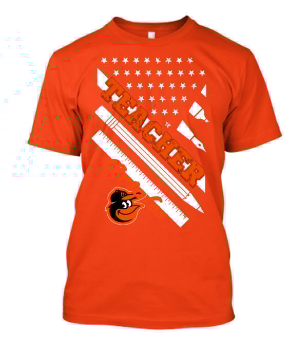 Baltimore Orioles Teacher Stars And Stripes Ruler And Pen T-Shirt