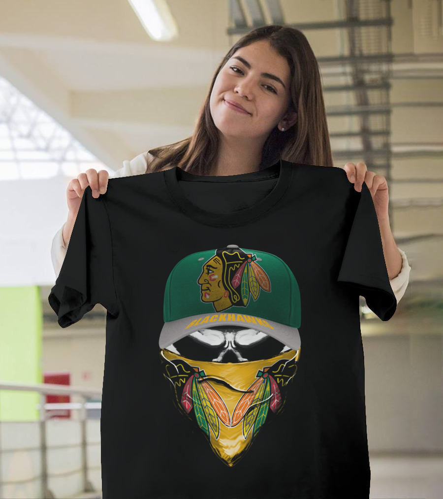 Chicago Blackhawks Logo Cap And Mask Combo T-Shirt