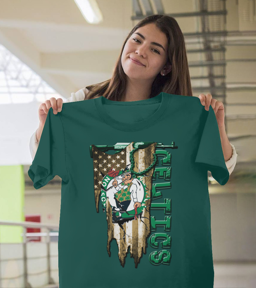 Boston Celtics Vintage American Flag T-Shirt