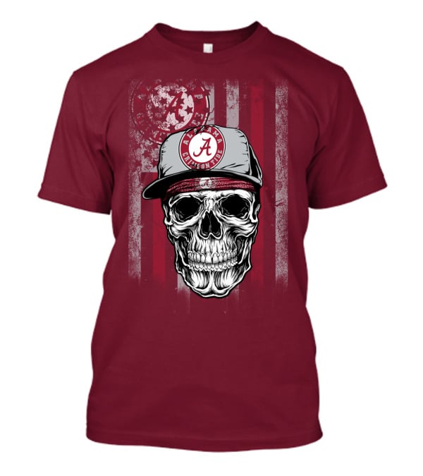Alabama Crimson Tide Skull With Cap And Crimson T-Shirt