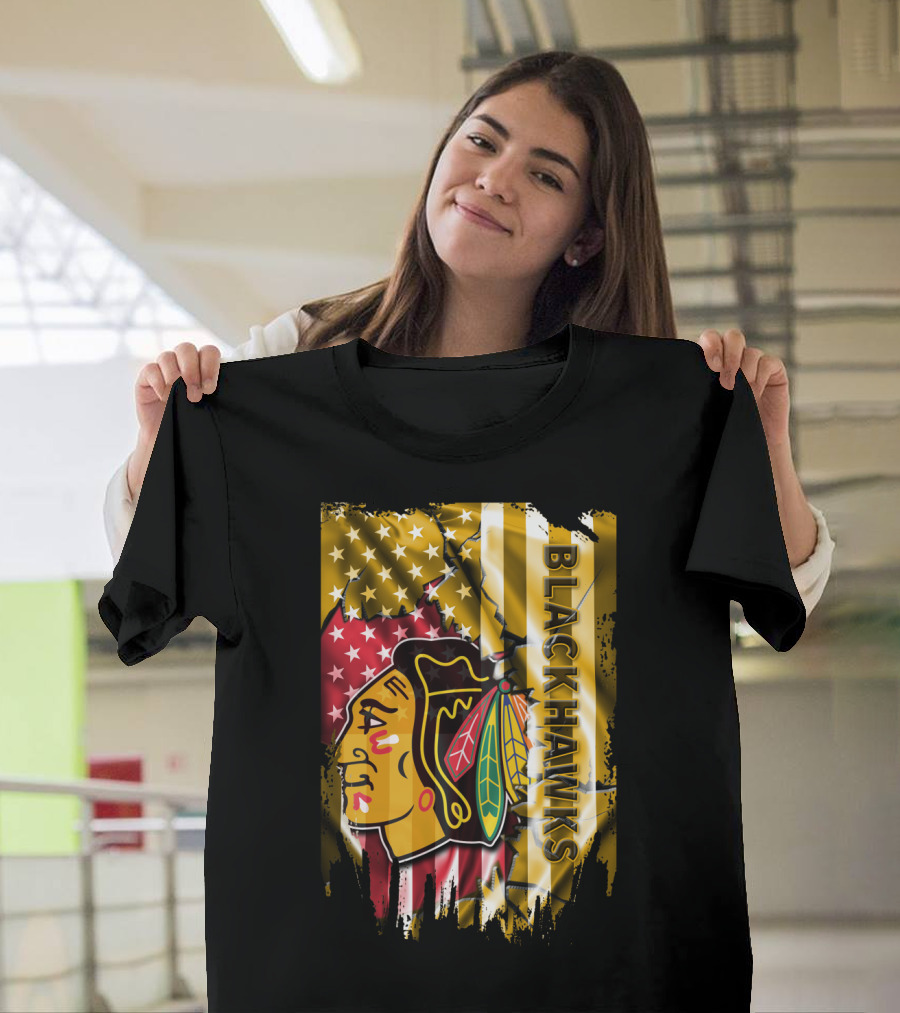 Blackhawks American Flag T-Shirt
