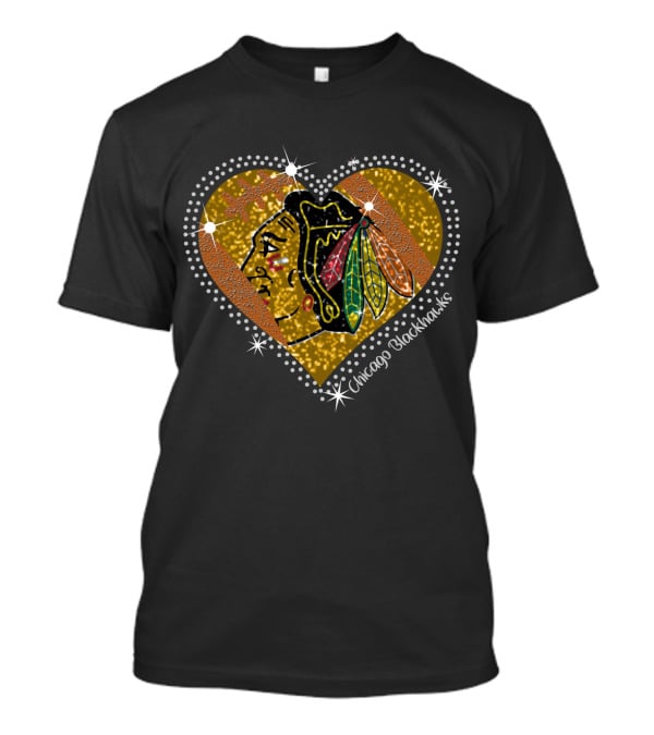 Chicago Blackhawks Heart Glitter T-Shirt