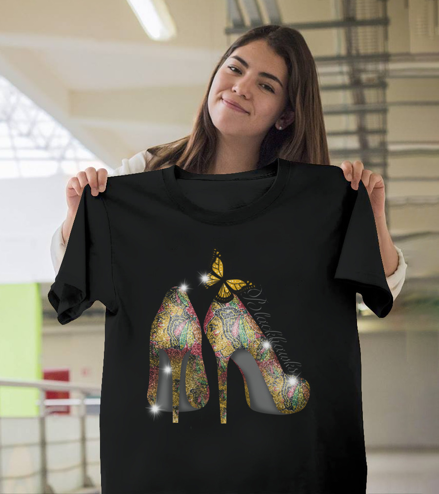 Chicago Blackhawks Heels With Butterfly Embellishment T-Shirt