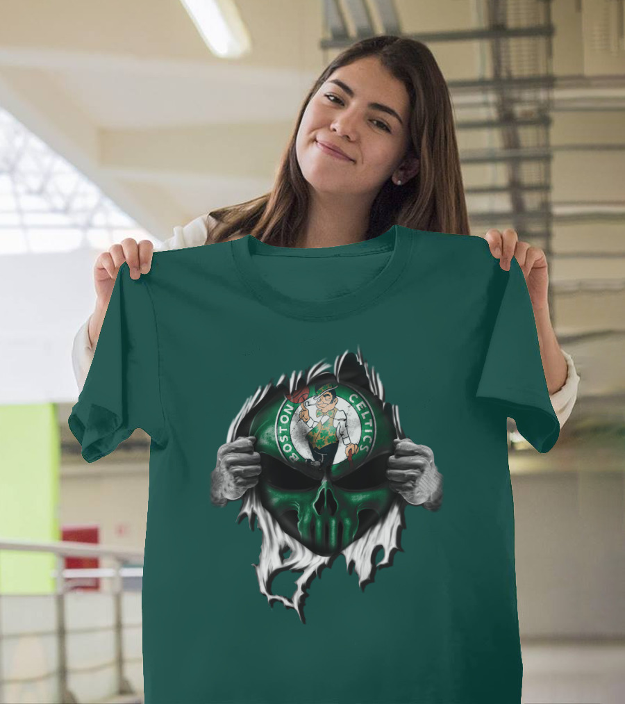 Boston Celtics Skull And Leprechaun Emblem T-Shirt