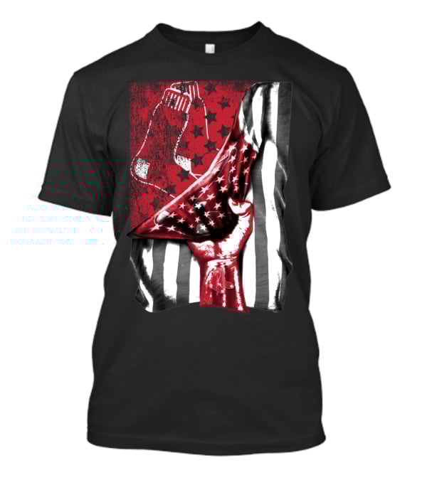 Boston Red Sox American Flag Fist Socks Stars Stripes T-Shirt