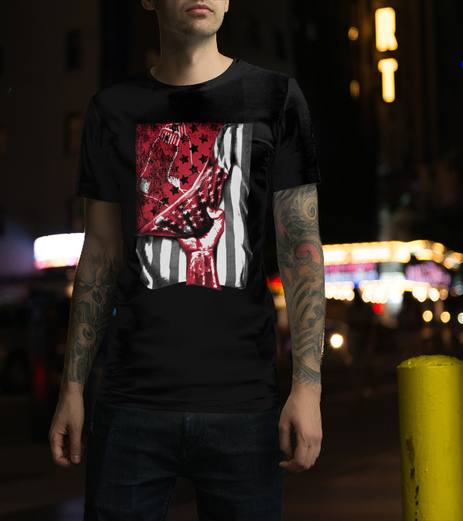 Boston Red Sox American Flag Fist Socks Stars Stripes T-Shirt