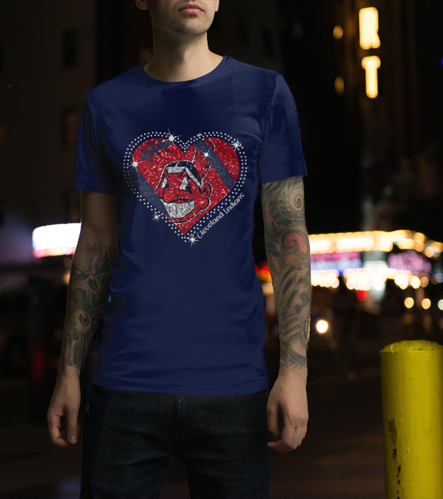 Cleveland Indians Heart Design With Effect T-Shirt