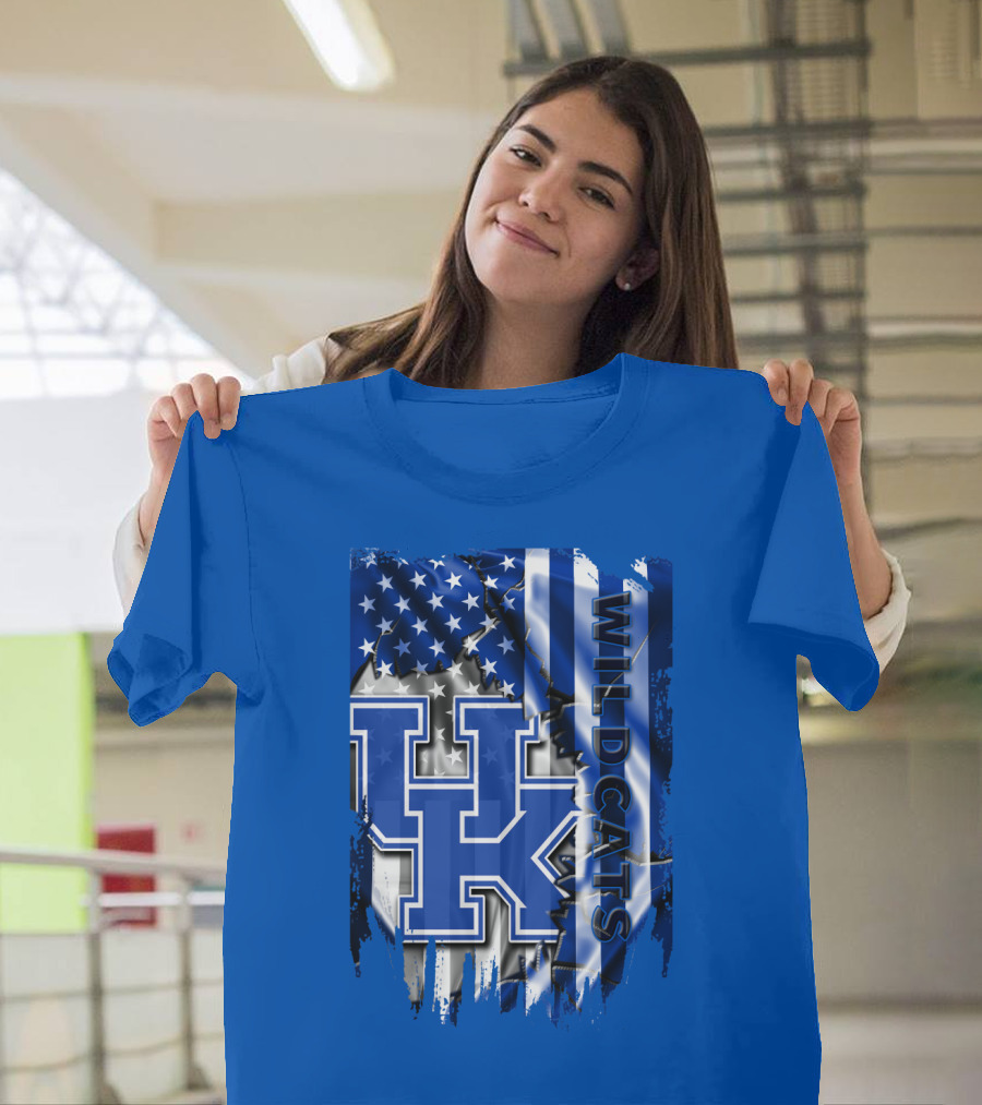 Kentucky Wildcats American Flag Tribute Uk T-Shirt